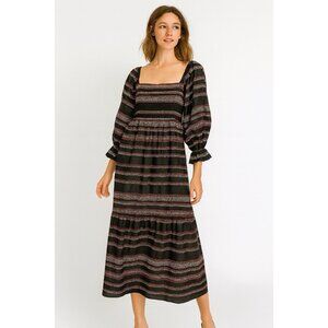 HUTCH ANTHROPOLOGIE maxi dress colorful smocked XL puff sleeve hippie boho